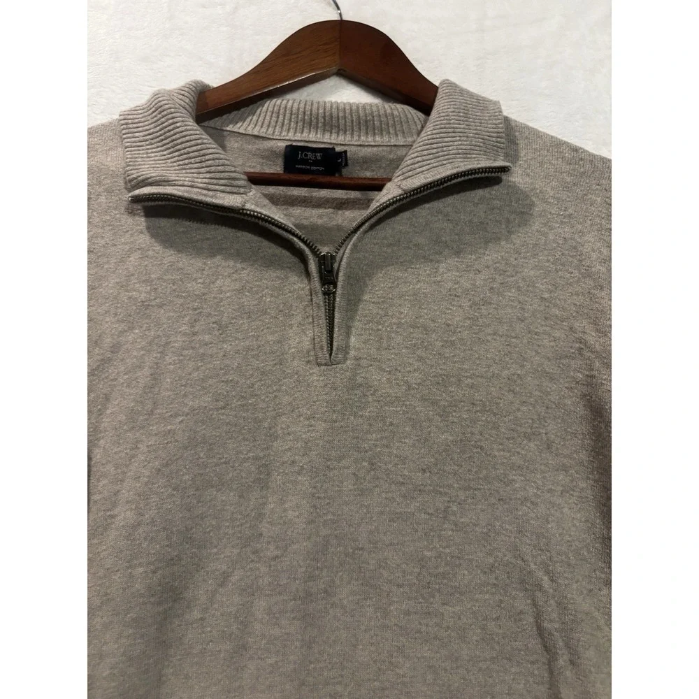 J Crew Harbor Cotton Men's 1/4 Zip Pullover Sweater Gray‎ Size Large L